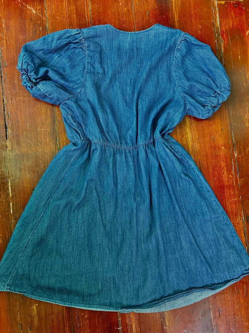 Old Navy Puff Short Sleeve Denim Wrap Dress Size L - Picture 4 of 4